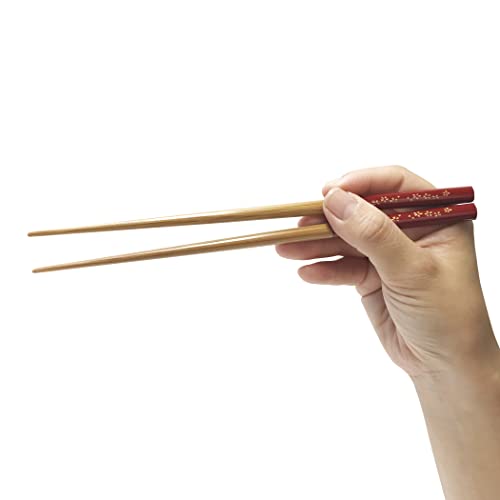【小浜産 食洗器対応箸】 天然竹 日本製 おはし 高級 和柄 モダン 木箸 竹箸 すべり止め 家庭用 (桜 女性用21p)
