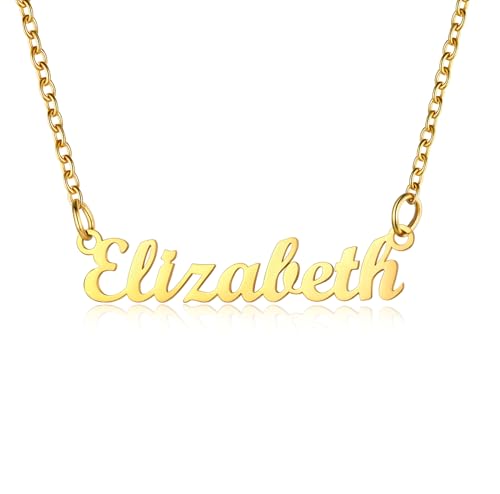 U7 Elizabeth Girls Name Necklace Gold Plated Necklaces Jewellery for Women