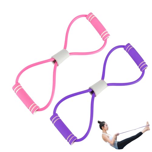 MLPKOI Figura 8 Banda de Resistencia con Asas, Set de Pilates, Fitness en Casa para Mujer, con Anclaje para Puerta para Entrenamiento Muscular, Cuerda de para Entrenamiento de Cuerpo Completo
