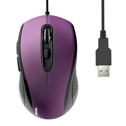 TECKNET Wired Mouse, Mice Wired Optical USB Computer Mouse With 3600 DPI Tracking, Gaming Grade Sensor, 6 Buttons, Business Office Mouse PC/Laptop, Great Mouse for Graphic Design (Purple, Medium) TECKNET Wired Mouse, Mice Wired Optical USB Computer Mouse With 3600 DPI Tracking, Gaming Grade Sensor, 6 Buttons, Business Office Mouse PC/Laptop, Great Mouse for Graphic Design (Purple, Medium)