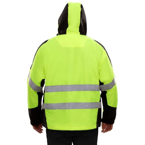 Reflective Apparel High Visibility Hooded Windbreaker Safety Jacket - Ansi Class 2 Compliant, Water-Resistant Shell - Lime, 2Xl #TOP3
