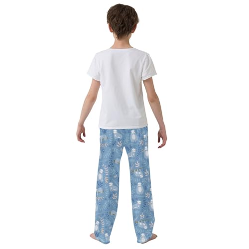 Sloth and Floral Boys Long Pants Soft Trousers Elastic Waist Kids Lounge Bottoms with Pockets S-XL3