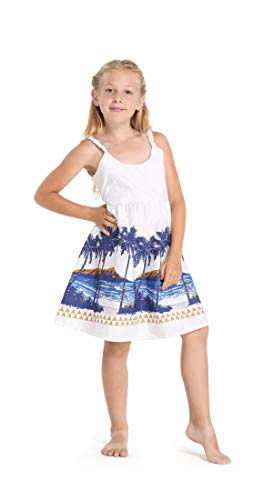 Matchable Family Hawaiian Luau Men Women Girl Boy Clothes in Diamond Head Palms Beach White2