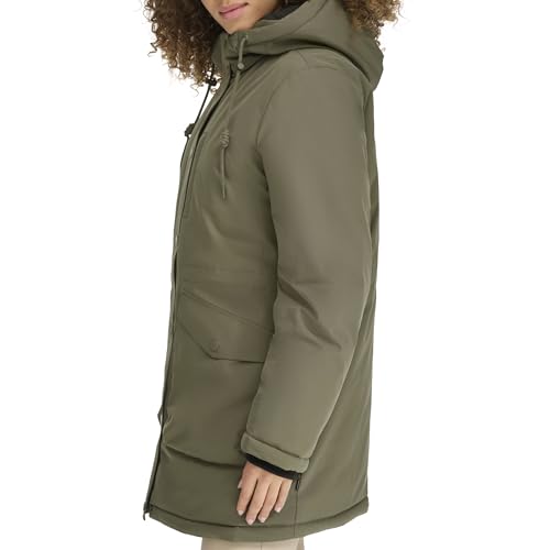 DOCKERS Women's Cinched Waist Hooded Parka Jacket with Quilted Interior3