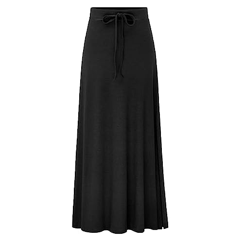 Generic Women's Stylish Comfy Fold-Over Flare Maxi Skirt Beach Long Maxi Skirt Ruched Split High Waist Bodycon Skirt