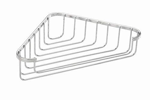 Croydex Corner Basket - Bathroom Storage Solution, Chrome Mild Steel Shower Caddy, Elegant Bathroom Accessory with Screw to Wall Fixings, Wall Plugs & Screws Included, Holds Up to 5kg