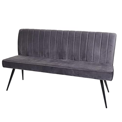 HWC-K16 - Banco de comedor tapizado con respaldo de terciopelo (160 cm), color gris oscuro