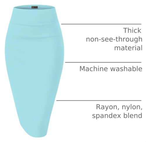 Image of Hybrid & Company Women's Premium Nylon Ponte Stretch High Waist Pencil Suit Skirt Below Knee