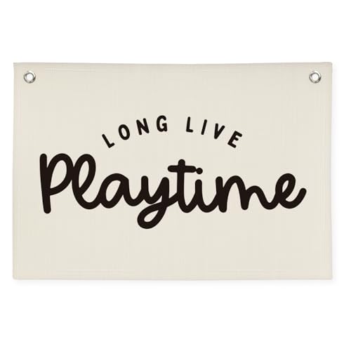 Image of Playroom Decor,Long Live Playtime Linen Hanging Banner Flag Decor for Nursery Playroom Toddler Kids Room Decor, Classroom Decorations,Classroom Must Haves 30x20 playtime