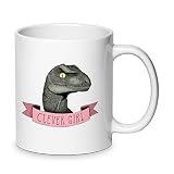 ✅ Envío rápido Clever Girl - Taza de café Jurassic (cerámica, 330 ml)