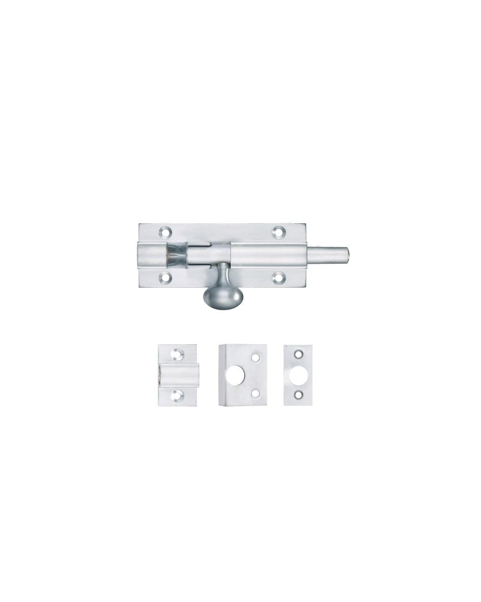 Kooples Hardware Architectural Barrel Bolt – 75mm x 30mm – Compact 9mm Bolt – Face-Fix with 3 Keeps – Satin Chrome Finish (Satin Chrome)