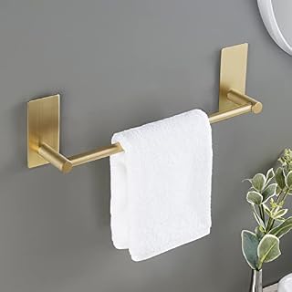KES Gold Towel Rail 34CM Stick on Towel Holder for Bathroom and Kitchen SUS304 Stainless Steel Towel Bar Wall Mounted Brushed Brass, A7000S30-BZ