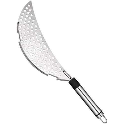 Passoire universelle en acier inoxydable avec poignée, en forme de demi-lune en forme de croissant de lune, compatible avec poêles, bols, lot de 1