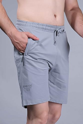 Image of Maxzone Men's Cotton Shorts | Elastic Drawstring Waist | Side Zip Pocket | Regular Fit | Casual Breathable Summer Shorts | Comfortable Lounge, Gym & Travel Shorts