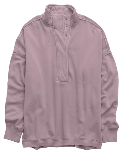Image of Gacaky Sweatshirt for Women Oversized Casual Long Sleeve Button Henley Neck Pullover Tops Fashion Outfits Clothes