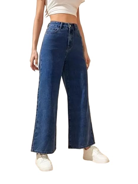 linaria Wide Leg Jeans, Mid Waist, Relaxed Fit, Dark Blue Denim-picture-39