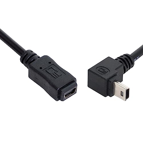 CY Cable 480Mbps Mini USB 5Pin Male to Mini USB 5Pin Female Extension Cable 90 Degree Down Angled 20cm, Black