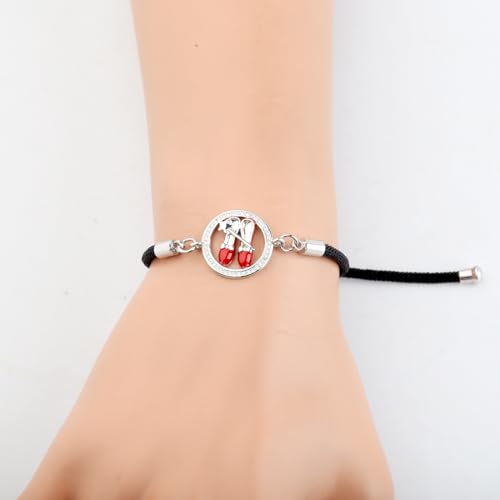 Image of FUSTMW Red Shoe Bracelet Do-roth Gifts Red Slippers Jewelry Movie Fans Inspired Gifts Wand Charm