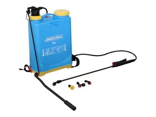 SECURA Drucksprüher 16L Drucksprühgerät Rückensprüher für Pflanzenpflege, Pestizide, Pflanzenschutz und Tapeten | Sprühgerät | Gatensprüher | Sprühflasche | Drucksprüher mit Tragegurt