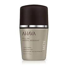 AHAVA Mens Magnesium Rich Roll-On Mineral Deodorant - Reduces Sweat & Odors, Maintains Underarms Dry, Suitable for Sensitive Skin, with Exclusive Osmoter, Bergamot Fruit & Olive Plant, 1.7 Fl Oz
