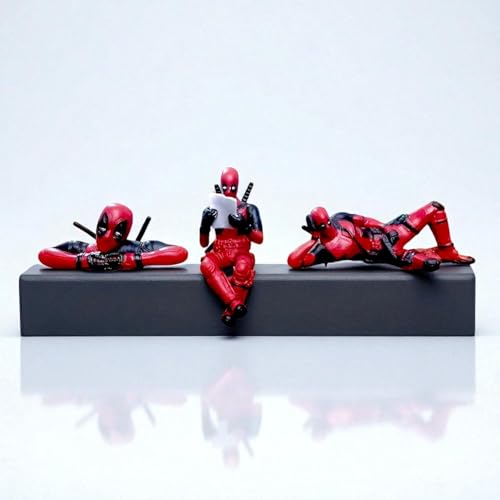 Image of ZYCRONIX Action Figure Set, 3 Pieces, PVC, Movable Joint, Collectible Toy Figures for Car Dashboard, Office Desk, Home Decoration, Kids Gift (Red)