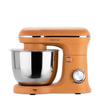 PRIXTON Batidora Amasadora KR250 para Repostería, Potencia 1500W, 10 Velocidades, Bol Acero Inoxidable de 5 litros, 3 accesorios, Tapa Transparente, Color Naranja Mate | Ya disponible en tu tienda friki favorita! En mundofriki.es!
