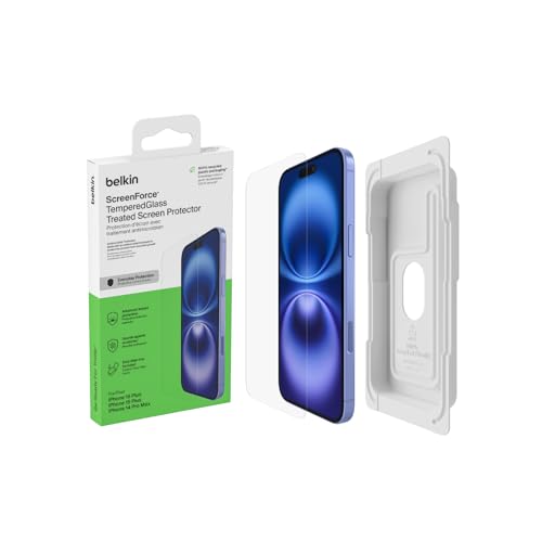 Verre trempé antimicrobien iPhone 15 Plus Belkin protection écran transparente et anti-rayure fine