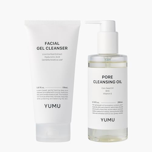 YUMU Double Cleansing Duo Set, Gentle Face Wash & Pore Control Cleansing Oil, Hydrating, Korean Skin Care