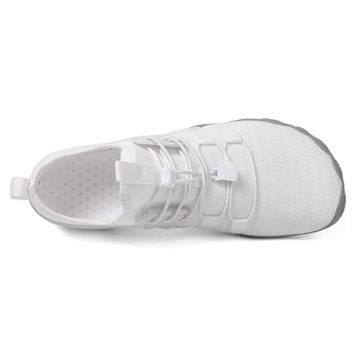 Buty do wody Mężczyźni Kobiety Oddychające Buty Plażowe Boso Buty do pływania Boso Aqua Basen Surf Diving Running Yoga, Kolor biały, 42 EU