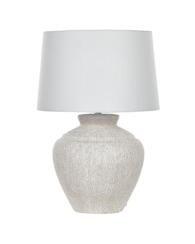 Beliani Lámpara de mesa de base de cerámica pantalla de tela beige claro tradicional sala de estar Caine
