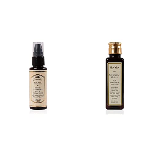 Image of Kama Ayurveda Rose Jasmine Face Cleanser 50 ml, Nalpamaradi Thailam Skin Brightening Treatment 100ml