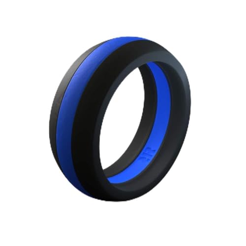 Anillo de silicona azul línea delgada