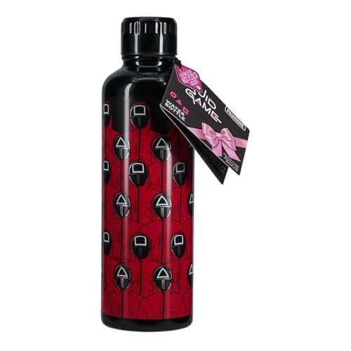 Squid Game Paladone Edelstahl-Wasserflasche – offizielles Lizenzprodukt, heiße oder kalte Getränke, maskierte Männer aus der Netlix-TV-Serie, perfektes Geschenk für jeden Fan, Sammler-Trinkgeschirr