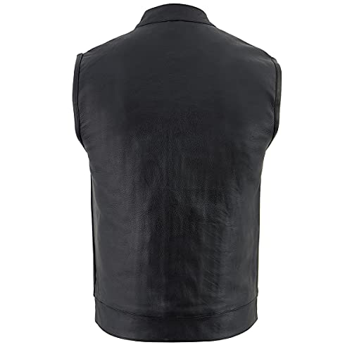 Milwaukee Leather Lkm3710 Men's Black Club Style Leather Vest With Open Neck - X-Large #TOP1