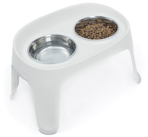Knuffelwuff Highbar Futterstation Small 2X 950ml - Hundenapf erhöht mit rutschfestem Silikon - Doppelnapf - Trinknapf und Futternapf für Grosse, mittelgroße und kleine Hunde