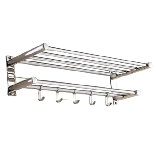 toalleros de baño Toallero de Acero Inoxidable for baño con Ganchos, Soporte for Barra Colgar, Colgador Pared, Accesorios(S 40cm)