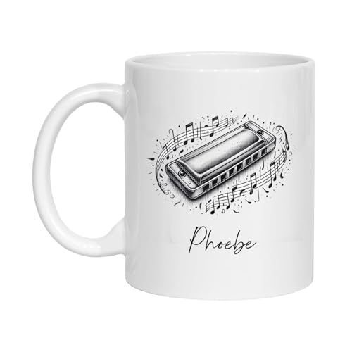 Harmonica Gifts For Harmonica Players Men Women, Custom Harmonica Ceramic Coffee Mug With Name, Personalized Harmonica Pencil Drawing Ceramic Mug 11oz 15oz, Harmonica Musical Instrument Mugs Cups