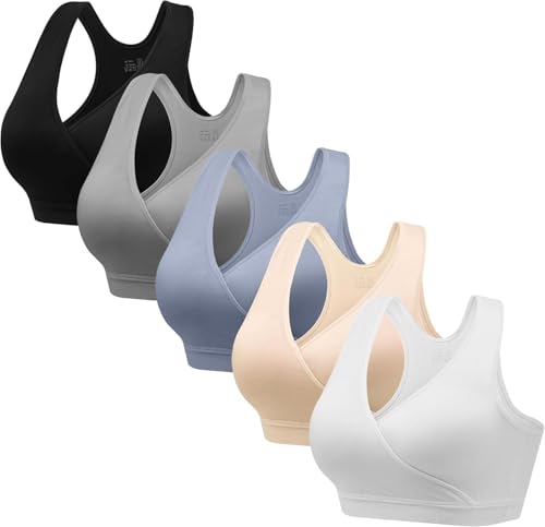 Image of HBselect Nursing Bras for Breastfeeding, Maternity Nursing Sleep Bra Wireless Pregnancy Sleep Bralette 3 /5 Pack