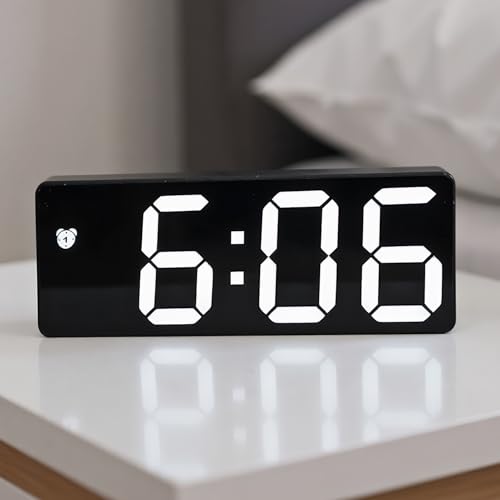 Horloge miroir LED avec réveil numérique mural et double alarme