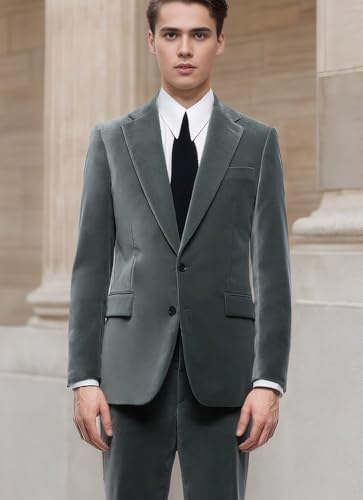 Men's Suits 2 Piece Velvet Suit for Men Slim Fit Suit Jacket Pants Set Two Button Prom Wedding Tuxedo Suits2