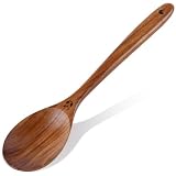 Wooden Spoons for Cooking, Natural Premium Teak Wooden Spoons, Good Grip Large Cooking Spoons and Wooden Spatula, Heat Resistant Wooden Cooking Utensils for Nonstick Cookware Serving, Perfect Gifts