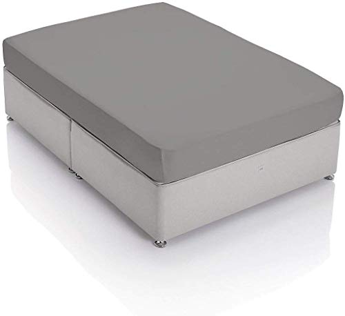 Egyptian Cotton Deep Pocket Single Fitted Sheet Set Soft 800 Thread Count (90cm X 190cm) Elasticated Bed Sheet, Premium European Bedding (Silver) Cover