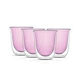 JoyJolt Glass Thermal Glass – 4pcs Borosilicate Glass Cup Set - Double Wall Glass Latte Mug - Ice Coffee Glass Cups for Hot and Cold Drinks – Durable and Dishwasher-Safe Glass Cup Double Wall – 8.4oz