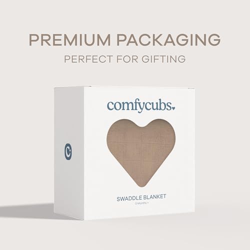 Image of Comfy Cubs Muslin Swaddle Blankets Pack of 1, 47 x 47 Inch Soft Cotton Baby Blanket Set, Large Multipurpose Wraps for Newborns - Self-Soothing Swaddles for Newborns - Cedar