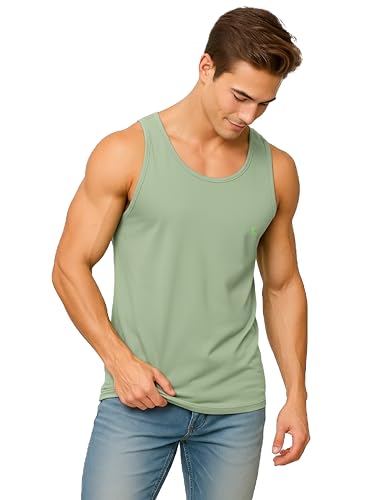 Image of COSCO HUEMAN Men's 100% Cotton Sleeveless Round Neck Regular Fit Multi Colour Vest | Baniyan for Men | Vest for Men Combo Pack of 4