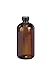 Kimble Type III Soda-Lime Glass Amber Narrow Mouth Boston Round Bottle with PTFE-Faced LDPE Foam Lined Cap, Caps Attached, Capacity 32oz (Case of 12)