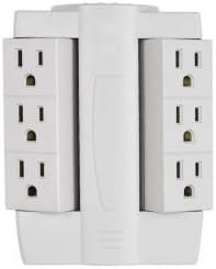 Swivel Socket Outlet Plug Adapter - 2-socket to 6-socket Conversion - Three Prong - Space Saver