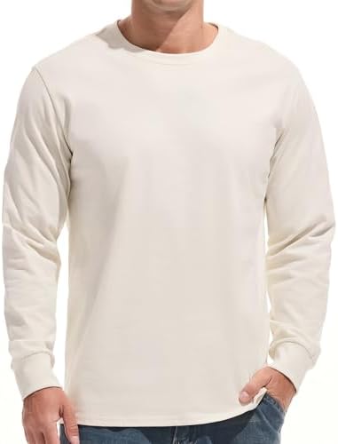 VEIISAR Herren Schwergewicht T-Shirt, Langarmshirt gebürstet - vorgewaschen