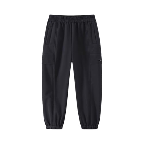 Boys Cargo Pants Casual Elastic Waist Trousers with Multi Pockets Trendy Lounge Pull On School Pants for Boys 3-8Y