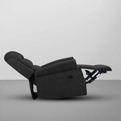 Image of Comfy Fabric 1 Seater Recliner Sofa, Premium Upholstery with Soft Padding & Comfortable Cushions, Manual Recliner Chair for Home & Living Room | Black